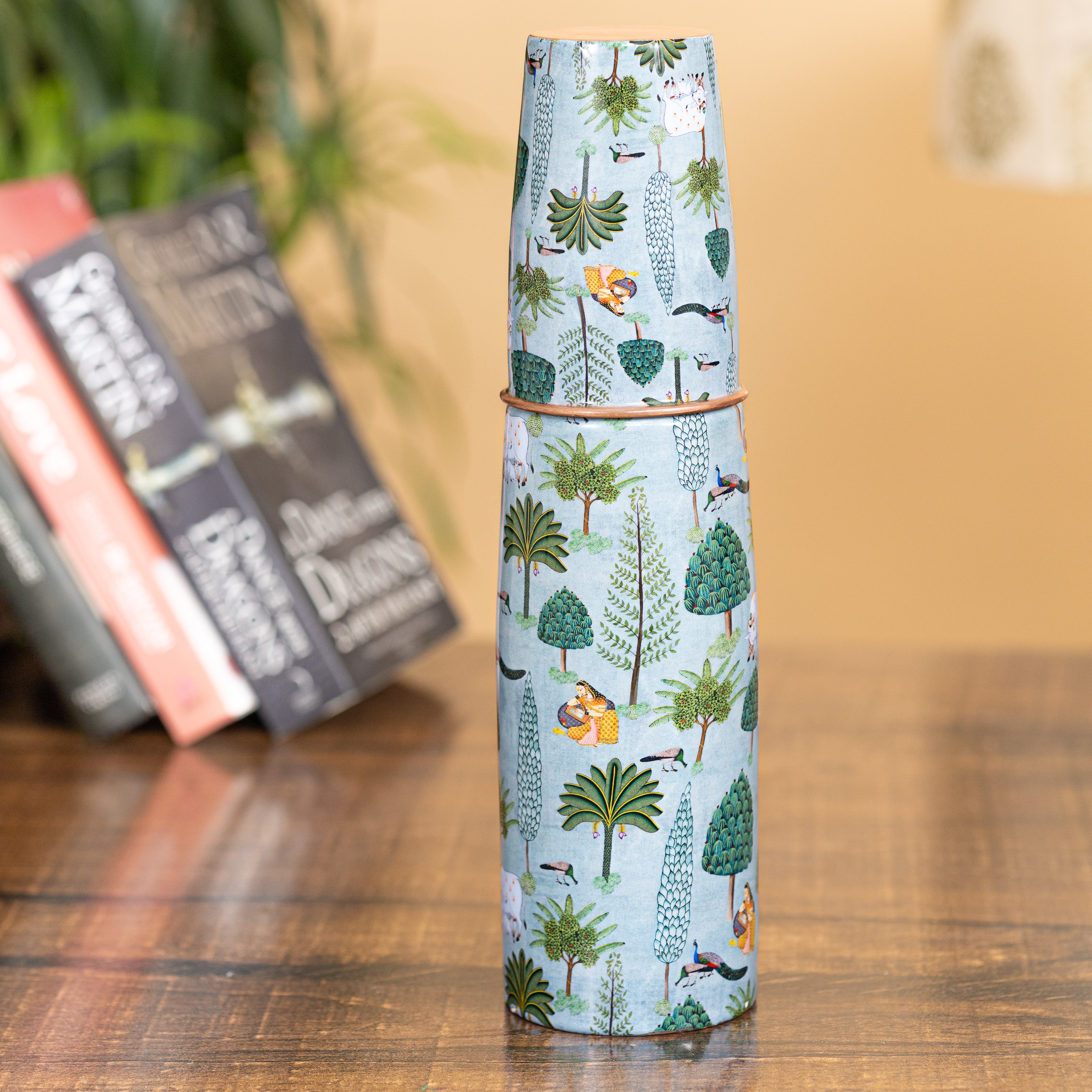 Pichwai Copper Bottle with Glass